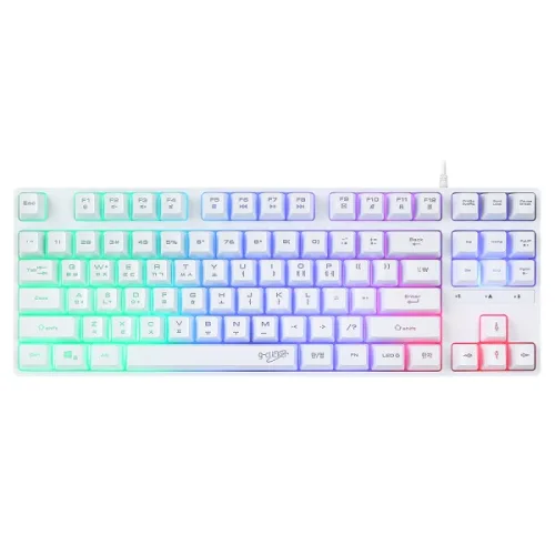 지클릭커 슈퍼히어로 저소음 RAINBOW LED 87 유선 텐키리스 게이밍 키보드, WHITE, G3 PLUS, 제조사축