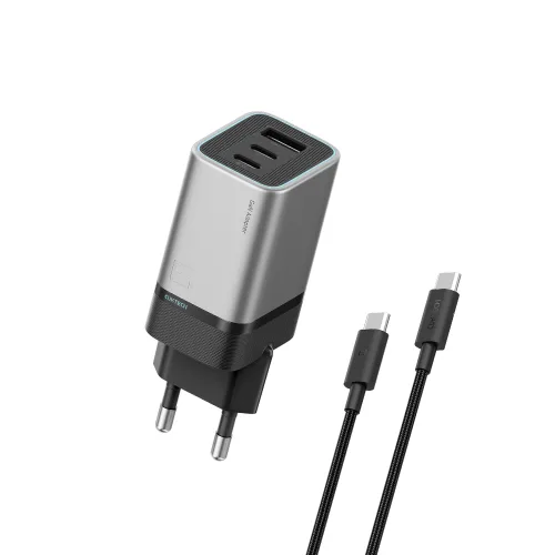 쿡테크 6 mini GaN 충전기 65W 멀티 3포트 C타입 고속 충전기/아이폰 AVS 60W 지원/갤럭시 S26 고속충전 충전기/노트북 지원, 1개, 그레이