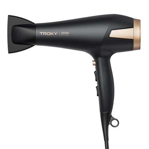 TROKY 초고출력 헤어 드라이기 파워풍량 2500W 전문가용 6단 조절, 블랙, BY-5907