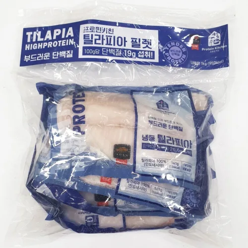 냉동 틸라피아 필렛 순살생선 흰살생선 고단백질 1kg, 1개, 1kg