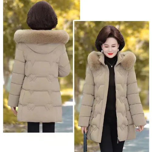 708090 중년 여성 두툼  후드 집업 패딩