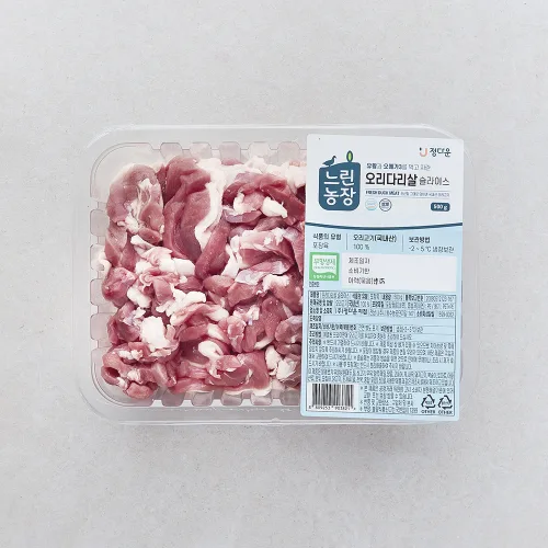 느린농장 무항생제 인증 정다운 오리 다리살 슬라이스 (냉장), 1개, 500g