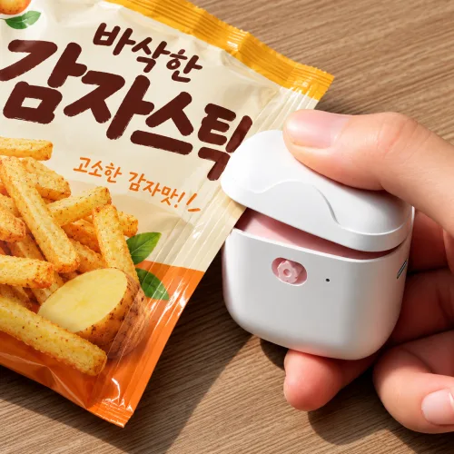 VELNIO 휴대용 충전식 밀봉기 스마트 미니 실링기 가정용, 1개, 흰색