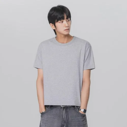 앨빈클로 남녀공용 베이직 크롭 반팔 면 티셔츠 AST3511