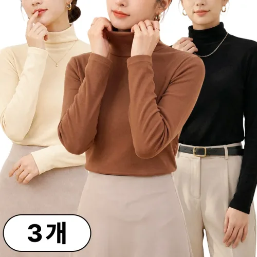 1+1+1(3종세트) 스타일아유 겨울 슬림 융단 따뜻한 무지 긴목폴라 티셔츠 긴팔티 기본 이너티 TS2278
