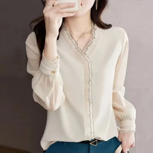 루스리더 봄 가을 여성 고급 오버핏 블라우스 E718