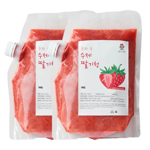 동화속딸기 국산 자일로스 수제 프리미엄 딸기청, 1개, 2개입, 1kg