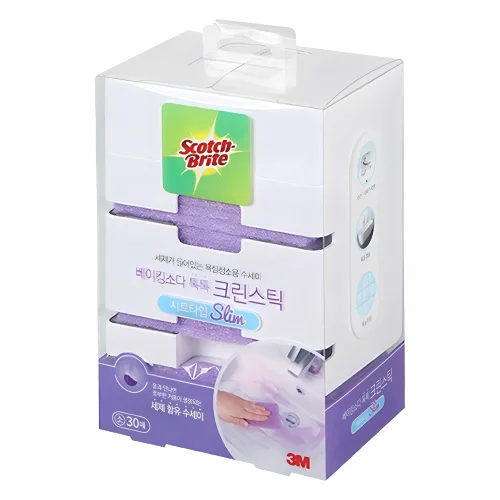 스카치브라이트 베이킹소다 톡톡 크린스틱 디스펜서 + 수세미 시트타입 본품 30p