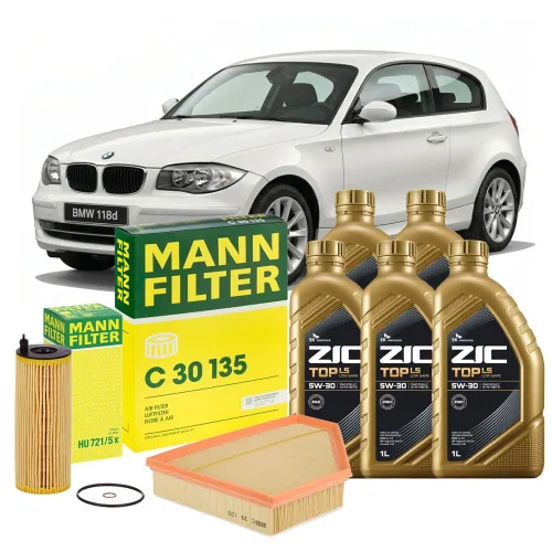 BMW 1시리즈 120d 07.03-12.09 E81 E82 E87 E88 N47D20A N47D20C 디젤 엔진오일세트 만필터+지크탑, 1L