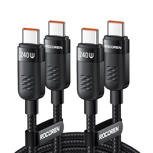 Rocoren PD 240W 유형 C 케이블 USB C-C 날짜 케이블 100W C to C 타입케이블, 2개, 검은색, 1m